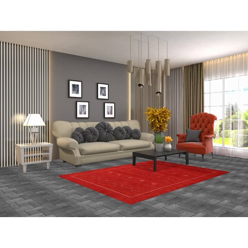 Hand Knotted Oriental 100% Wool Carpet Tribal Tribal Oranges & Rust Gabbeh Area Rug - 6' 5'' X 4' 8''