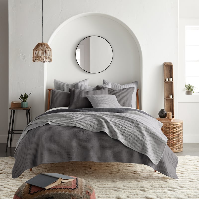 Mills Waffle Charcoal Full/Queen Quilt Set - Levtex Home