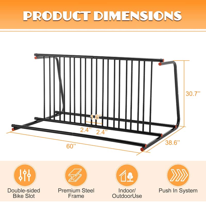 GDFStudio - Rylan Bike Rack Modern Metal Double-Sided Freestanding Floor Storage - N/A