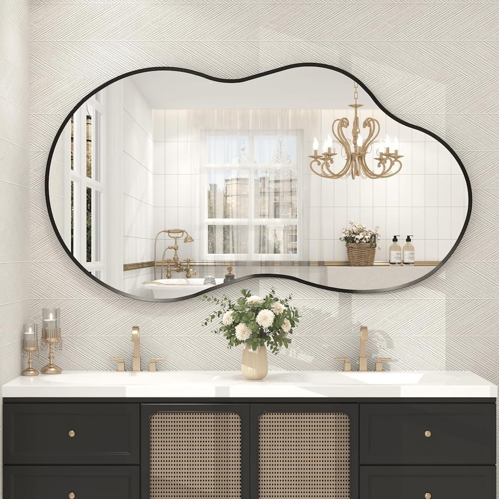 Asymmetrical Cloud High-Strength Aluminum Alloy Framed Easy French Mounted Wall Mirror