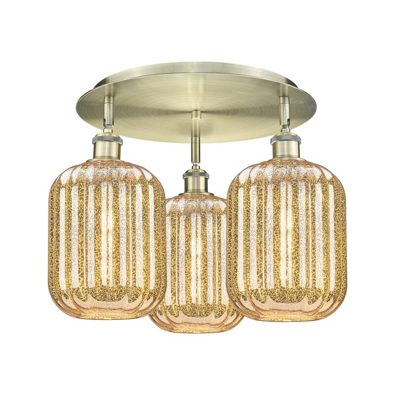 Innovations Lighting Endless Possibilities Ballston - Preston - 3 Light 19" Jar Shade Flush Mount - Mercury/Antique Brass
