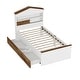 preview thumbnail 6 of 16, Twin Size House-Shaped Wooden Bed with Storage Shelf on the Headboard, Built-in Two Storage Drawers, Brown