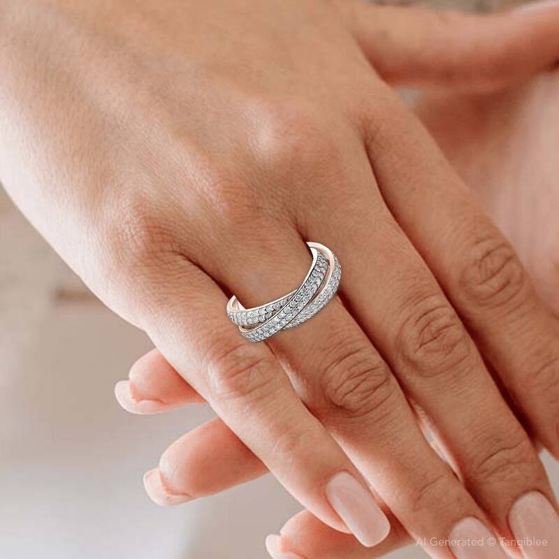 2 3/4ct Rolling Ring Diamond Pave Eternity Rose Gold