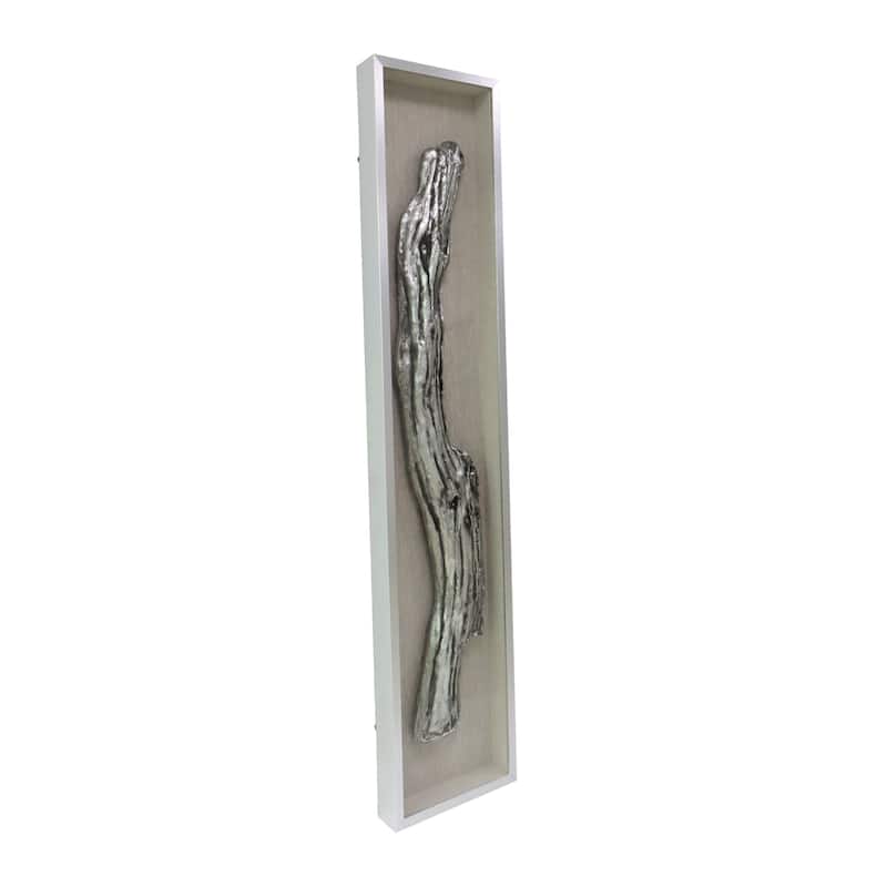 Glass Wall Sculpture Branch-Inspried 3D Relief (Set of 2) - 70" Ivory - 15" x 3" x 70"