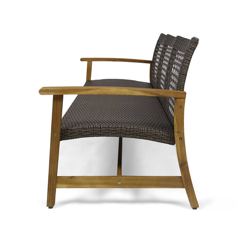 Hampton Outdoor 5-piece Wood and Wicker Sofa Chat Set by Christopher Knight Home