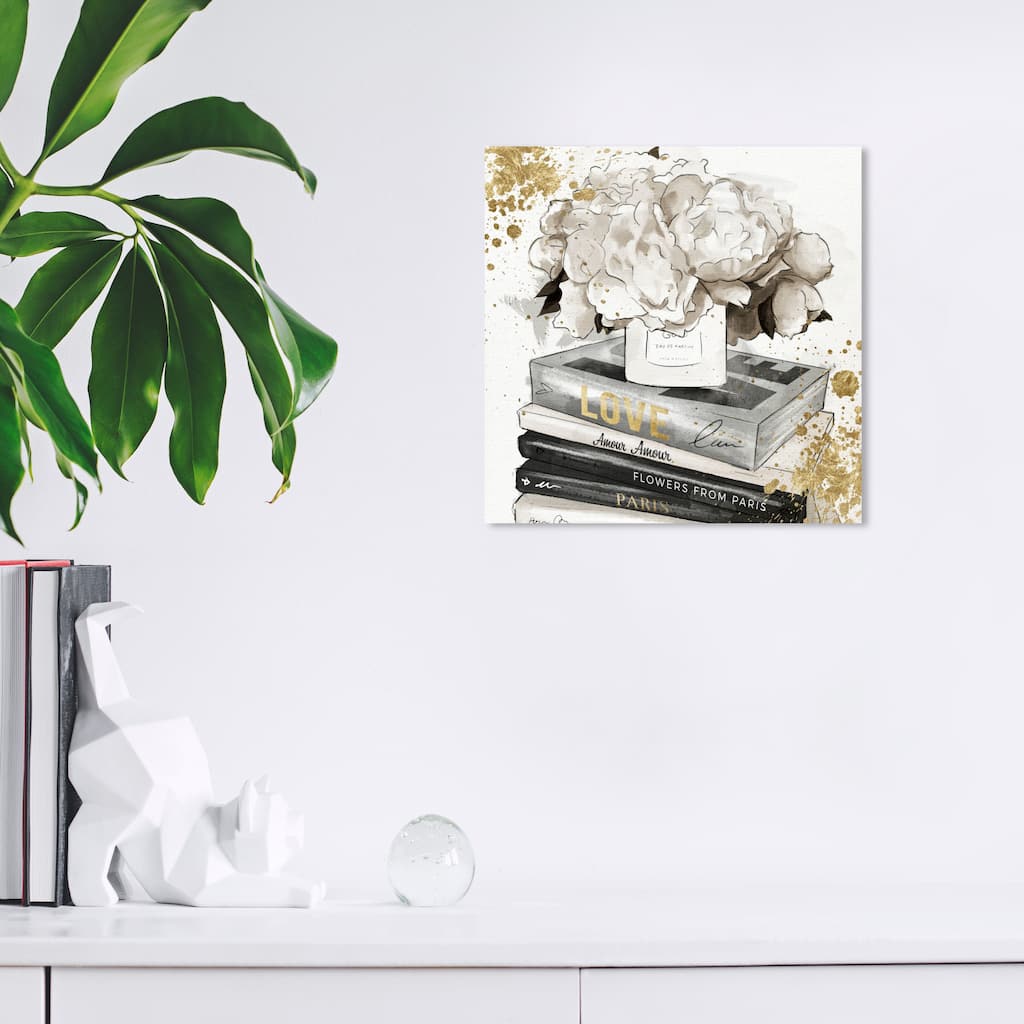 Wynwood Studio Canvas Fashion and Glam Life Style All Day Square White and Metallic Gold Glam Wall Art Canvas Print