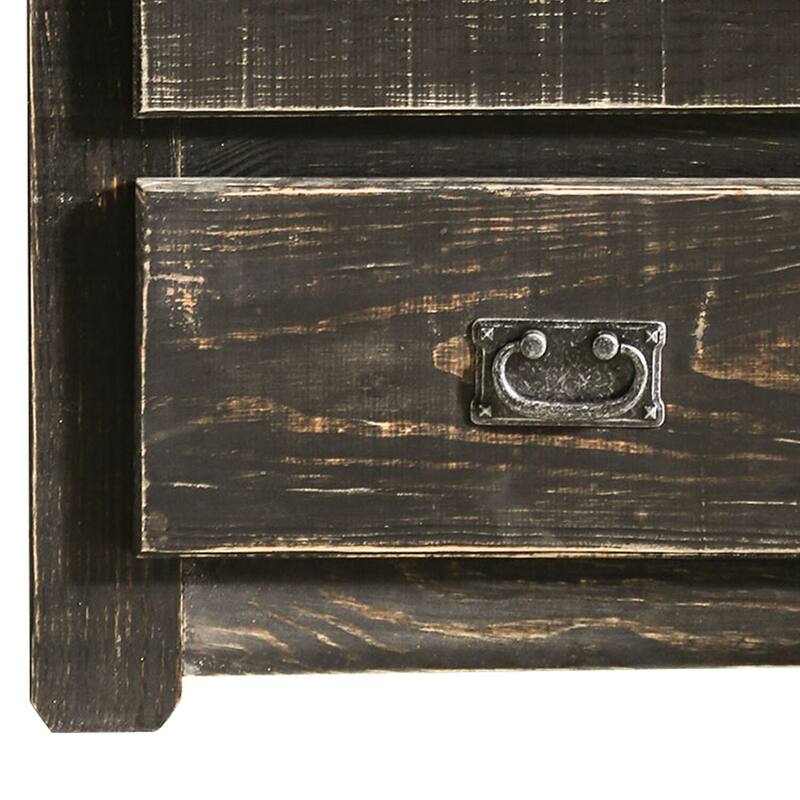 Black 2 Drawer 16 in. W Nightstand with Sturdy Drawer Pulls