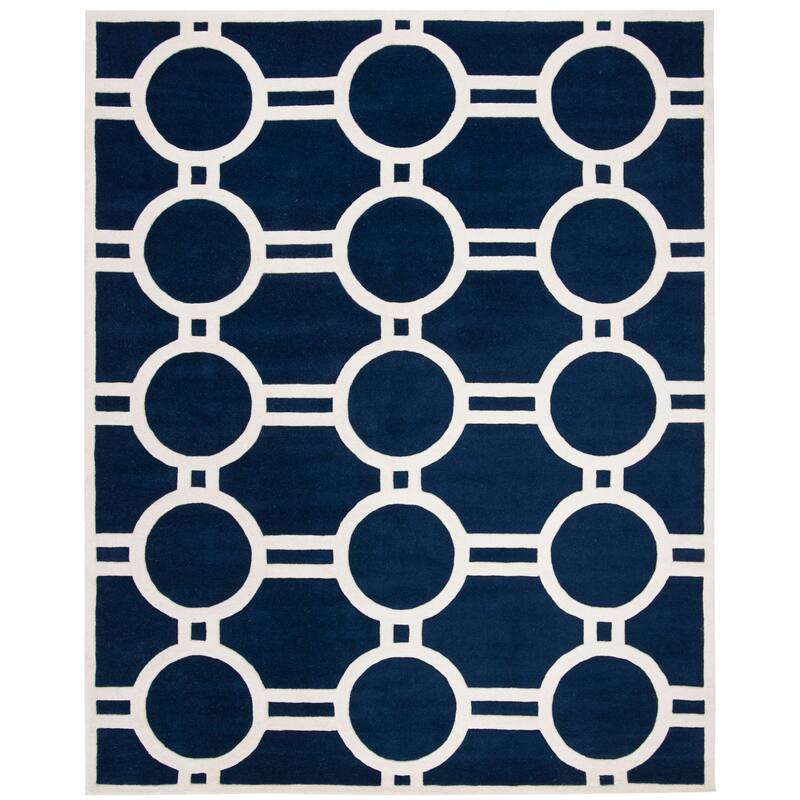 SAFAVIEH Handmade Chatham Amanda Modern Moroccan Wool Rug - 8' x 10' - Dark Blue/Ivory
