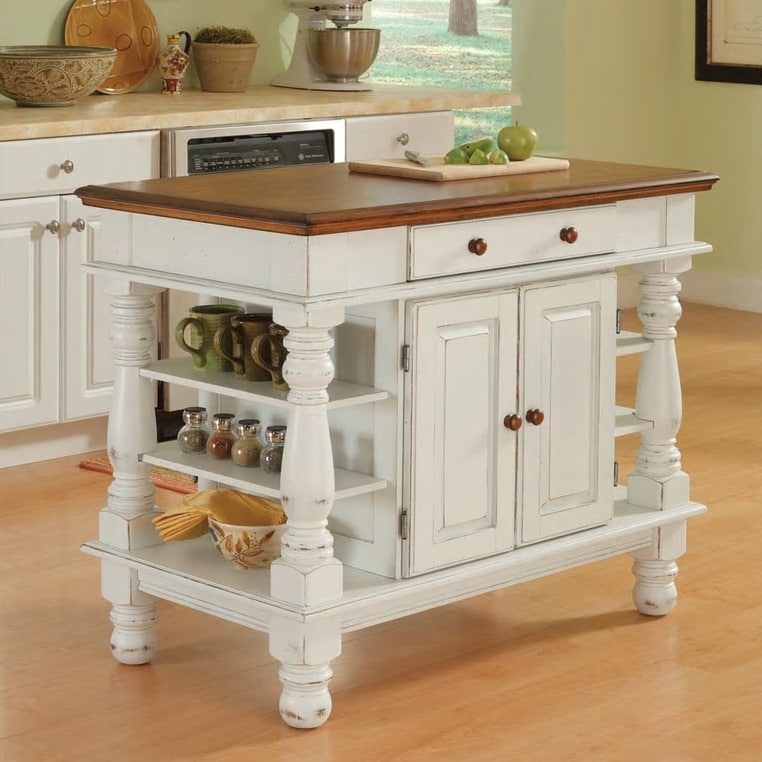 The Gray Barn Cantref Adventure Antiqued White Kitchen Island