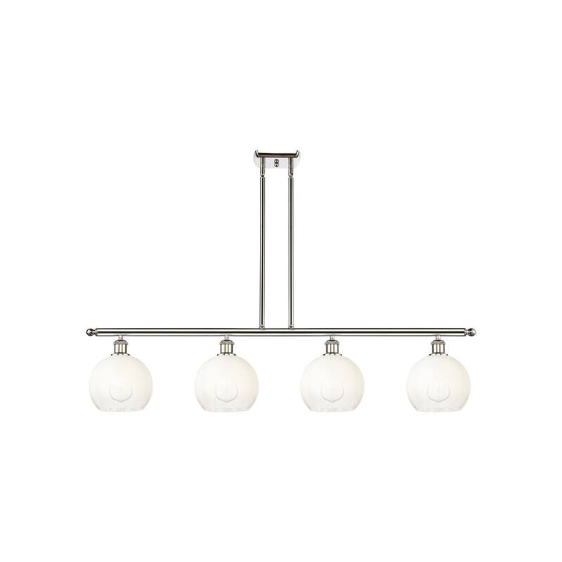 Innovations Lighting Endless Possibilities Ballston - Brookhaven Globe - 4 Light 48" Stem Hung Island Light - Polished Nickel/Opal