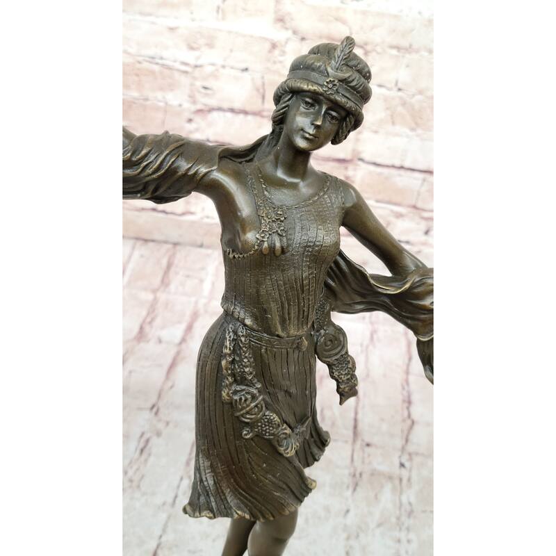 Art Deco Bronze Sculpture Of A Dancing Woman In Flowing Attire By Kernalan