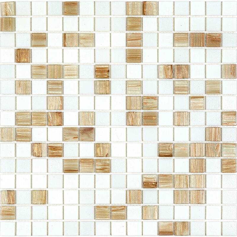 Apollo tile 12" x 12" Mingles Glossy White Beige Glass Tile (20 sq ft/case) - 20 Pack