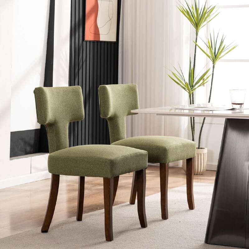 Upholstered Mordern Design T Back Dining Side Chair- Set of 2