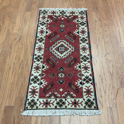 HERAT ORIENTAL Handmade Kazak Wool Rug - 2' x 4'1"