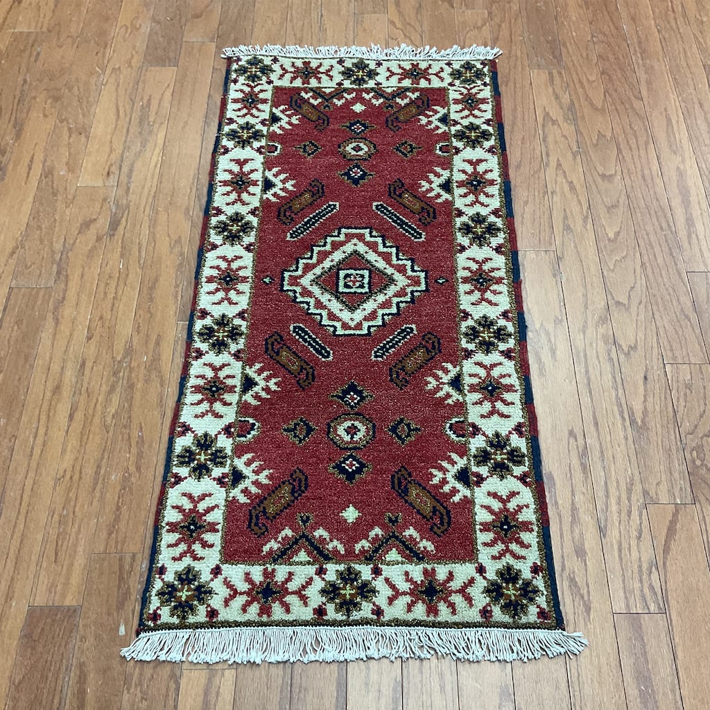 HERAT ORIENTAL Handmade Kazak Wool Rug - 2' x 4'1"