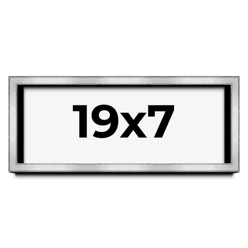 19x7 Shadow Box Frame Silver | 1.375 Inches Deep Real Wood