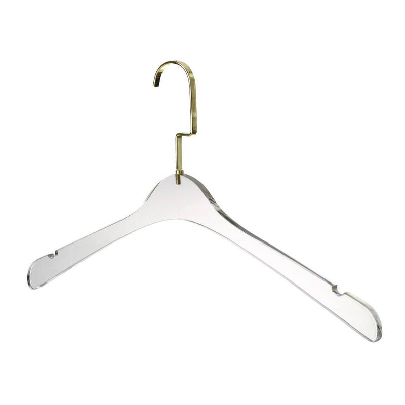 YBM Home Quality Acrylic Clear Hangers - Men - Gold w/ Flat Hook - 1 Pack