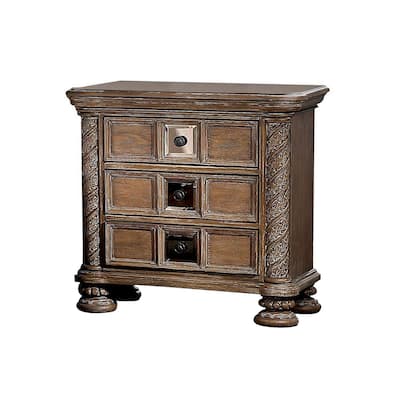 Rustic Brown 3 Drawer 30 in. W Nightstand with Sturdy Hardware and Ample Storage