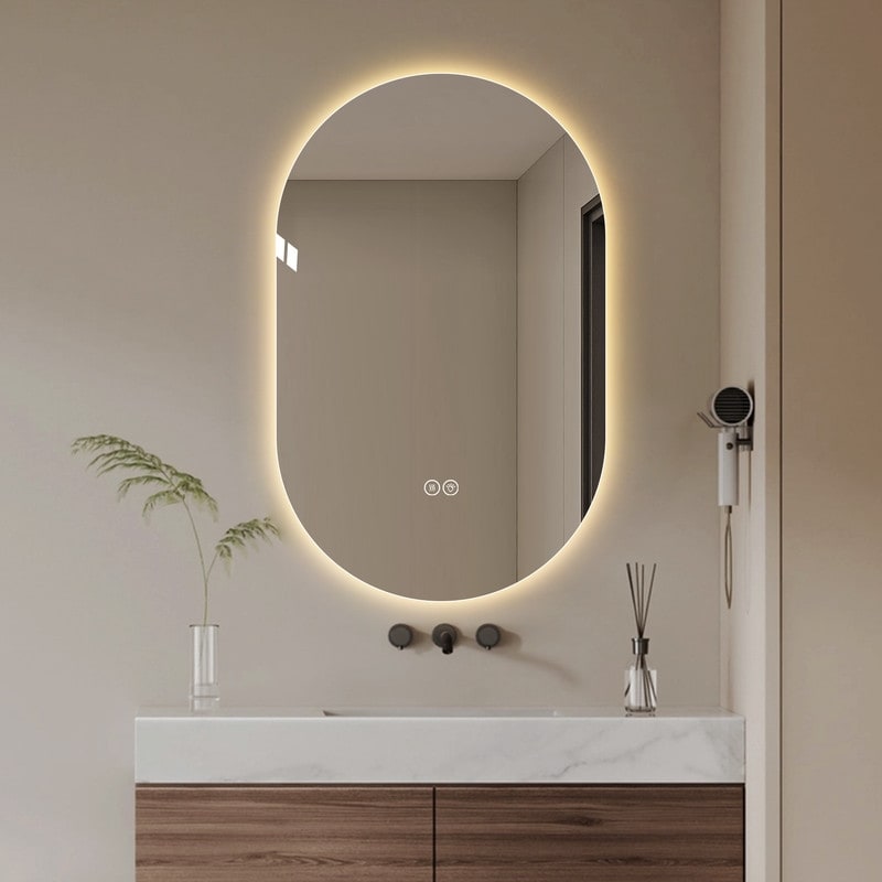48*30" Smart Wall Mounted LED Touch Screen Anti-fog Mirror Bathroom Mirror