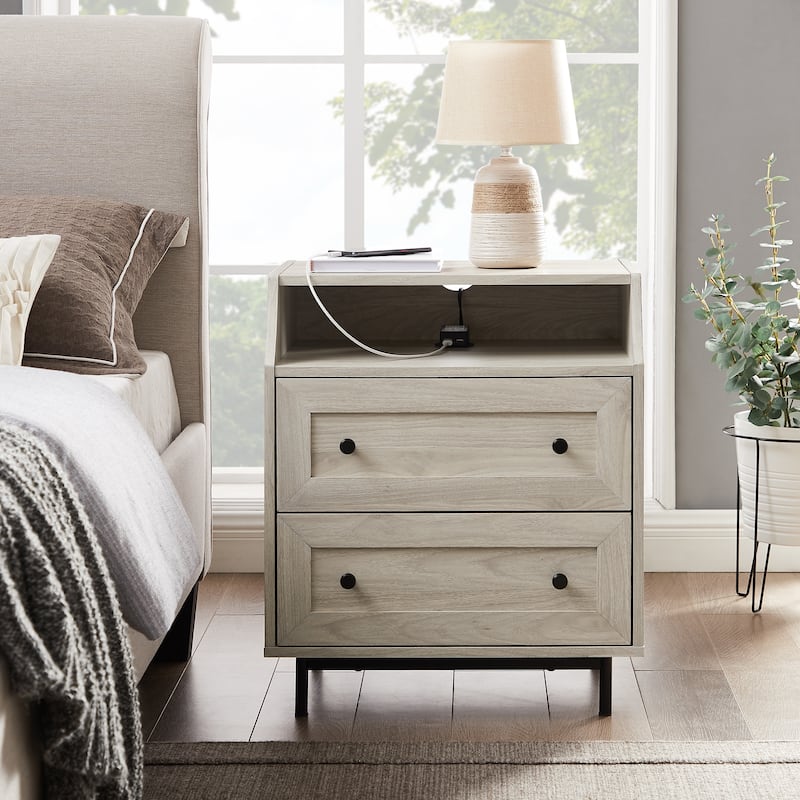 Middlebrook Modern 2-Drawer USB Nightstand - Birch