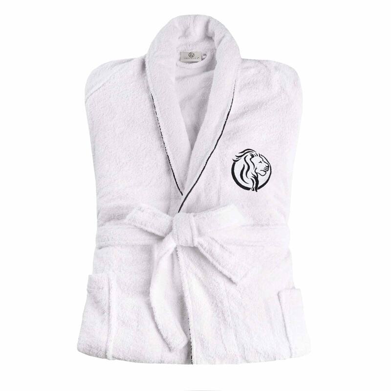 Superior 100% Cotton Embroidered Adult Unisex Luxury Bathrobe - Large-Extra Large - Superior Logo