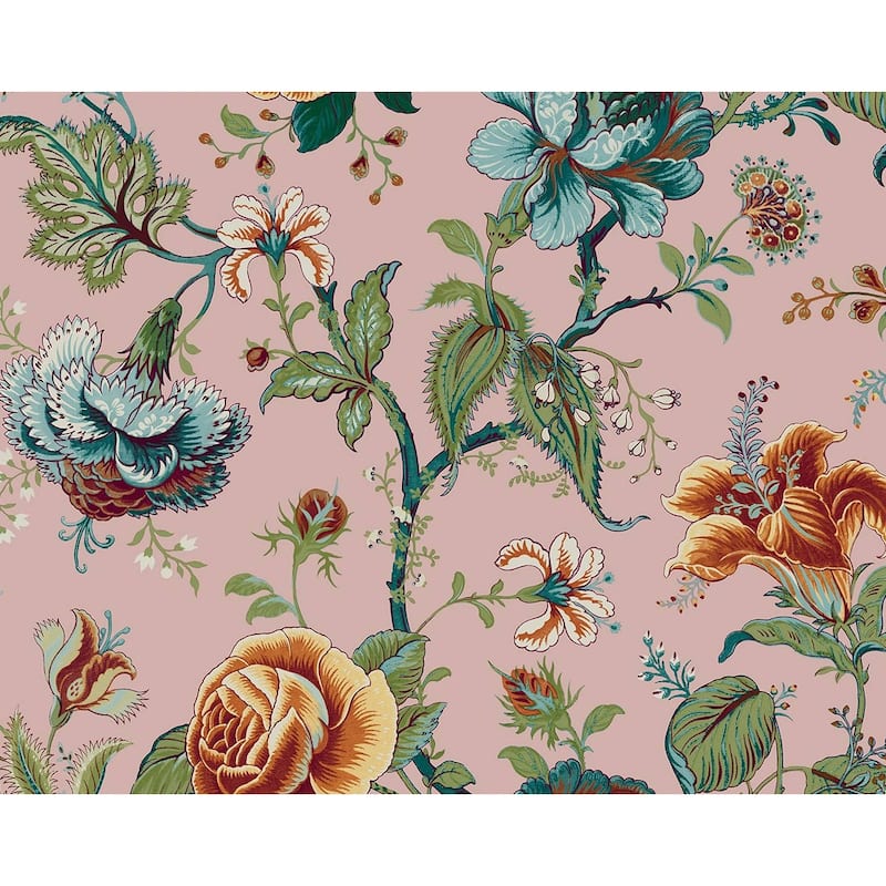 NextWall Sanibel Floral Trail Peel and Stick Wallpaper - 20.5 in. W x 18 ft. L - Rose Ash