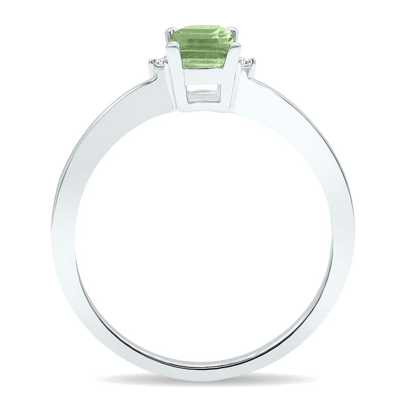 Women's Green Amethyst and Diamond Classic Band in 10K White Gold