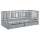 preview thumbnail 97 of 118, Roomfitters Twin Size Wood Daybed with Fence Guardrails, 2 Storage Drawers, Convertible Floor Bed, and Built-In Shelving