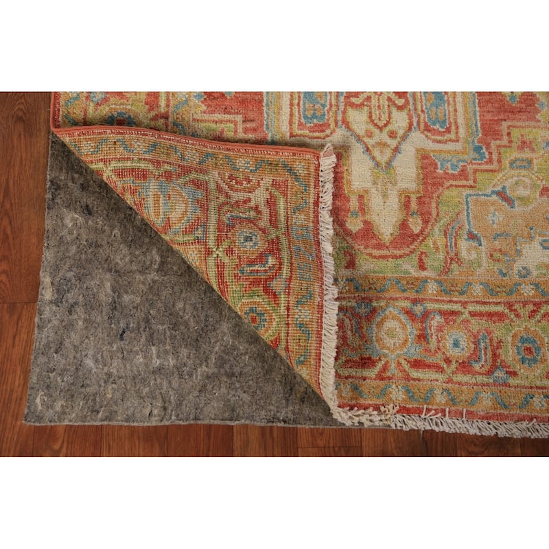 Vegetable Dye Heriz Serapi Rug Hand-Knotted Orange Wool Carpet - 2'10"x 4'0"