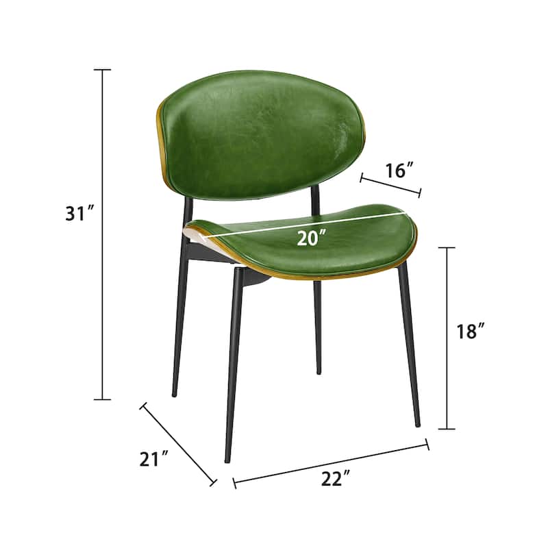 Art Leon Set of 4 Mid-century Wood and Faux Leather Dining Chairs