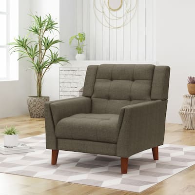 Modern 30.5" Upholstered Button Tufted Arm Chair with Sturdy Rubber Wood Legs