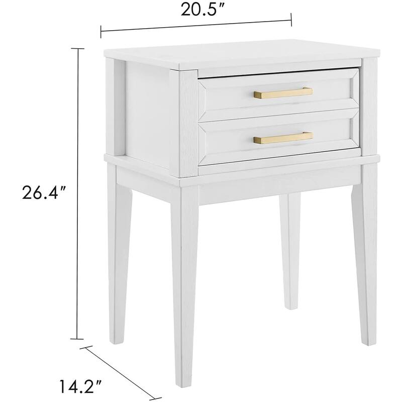 MUSEHOMEINC Mid Century Modern 2 Drawer Solid Wood Nightstand End Table, White - 21