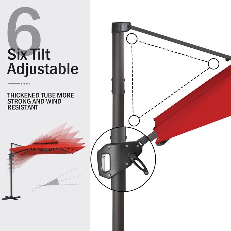 Pellebant 10'X10 FT Outdoor Patio Square Cantilever Umbrella with Double Top