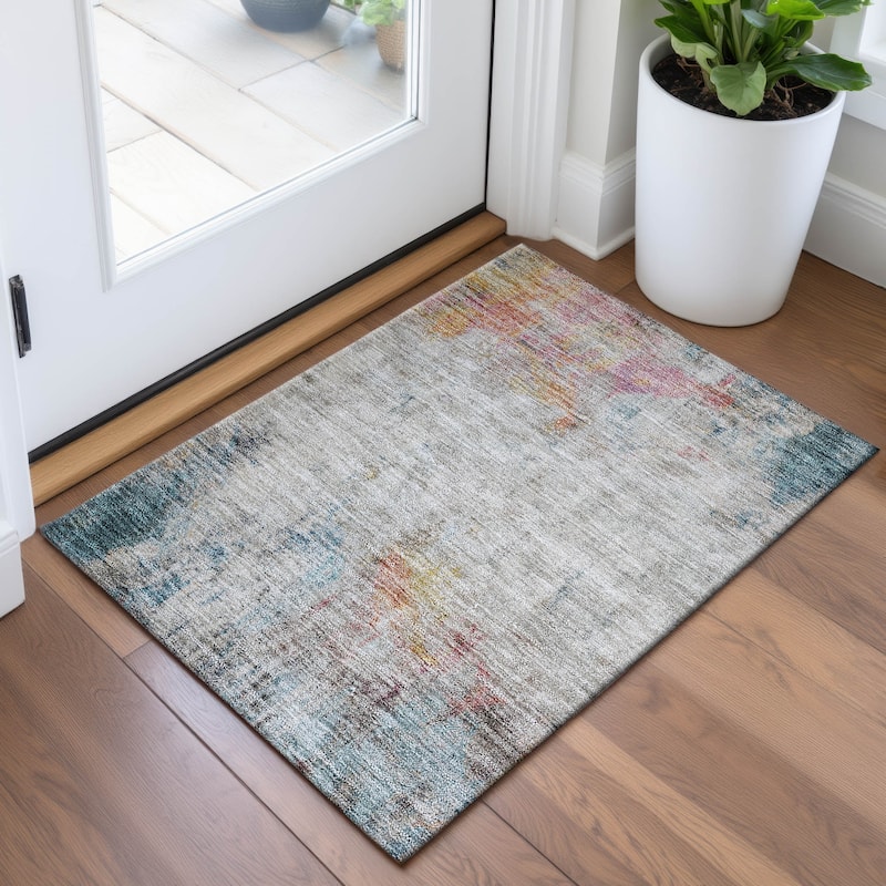 Premium Washable Super Soft Abstract Modern Mayfield Rug - Teal - 1'8" x 2'6"