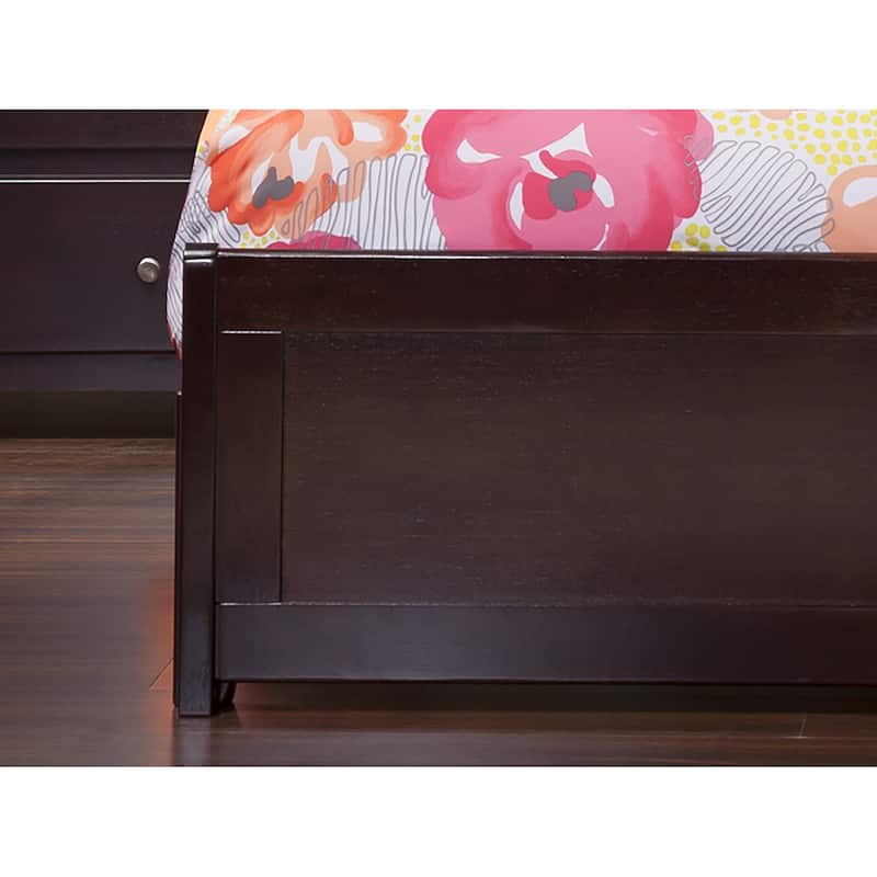Portland Full Wood Platform Bed with Matching Footboard in Espresso
