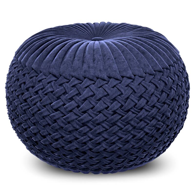 WYNDENHALL Faye Round Pouf in Velvet Fabric