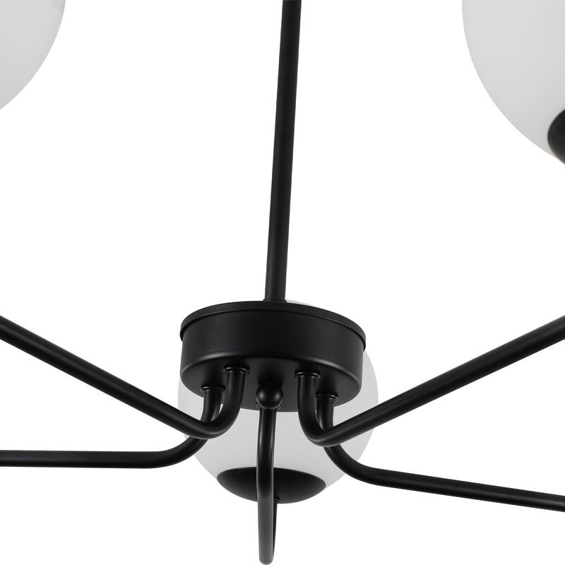 5-Light Dimmable Globe chandelier - Matte Black - N/A