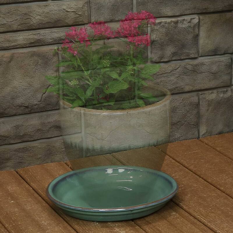 Sunnydaze Set of 2 Glazed Ceramic Planter Saucers - 9"