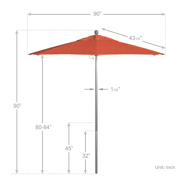 California Umbrella 75' Venture Series Patio Umbrella, Silver Aluminum Pole Fiberglass Ribs Push Lift, Olefin