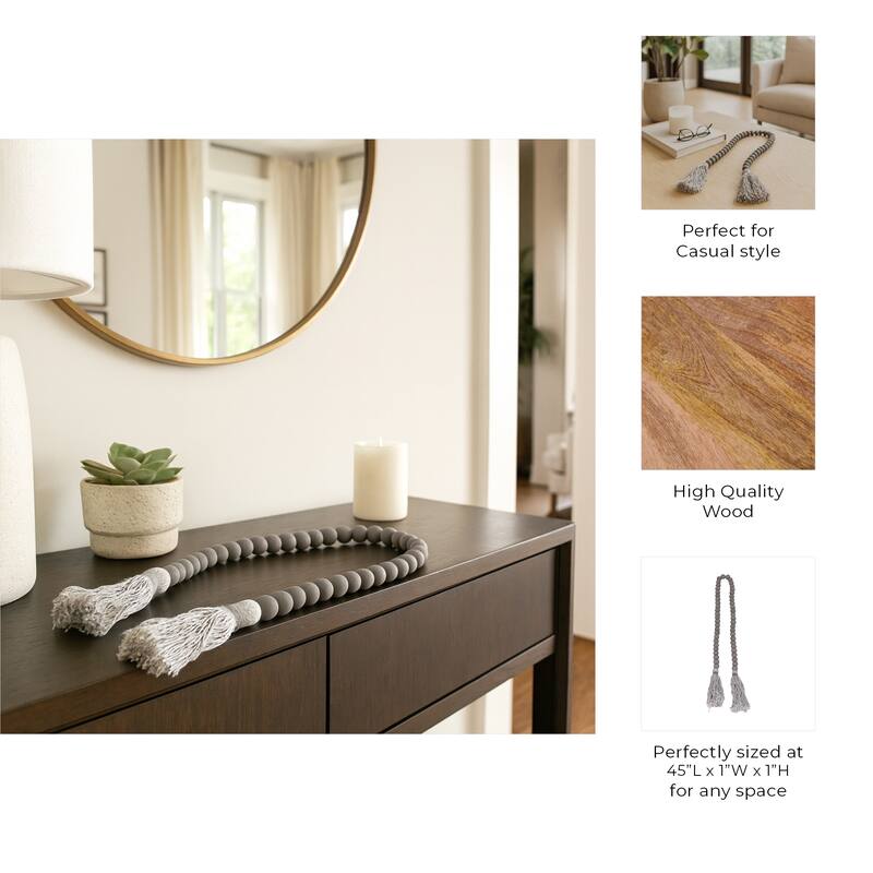 Handmade Decorative Beads Strand with Tassel Finish - Ideal Decorations for Bookshelf, Home Decor, and Living Room Decor