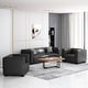 preview thumbnail 2 of 38, Goyette Faux Leather 3 Piece Club Chair and Sofa Set by Christopher Knight Home Midnight Black/Dark Walnut - 3 Piece
