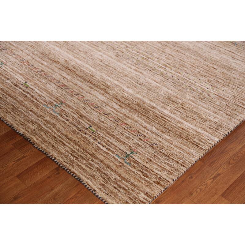Hand Knotted Oriental 100% Wool Carpet Tribal Tribal Brown Gabbeh Area Rug - 9' 5'' X 8' 0''