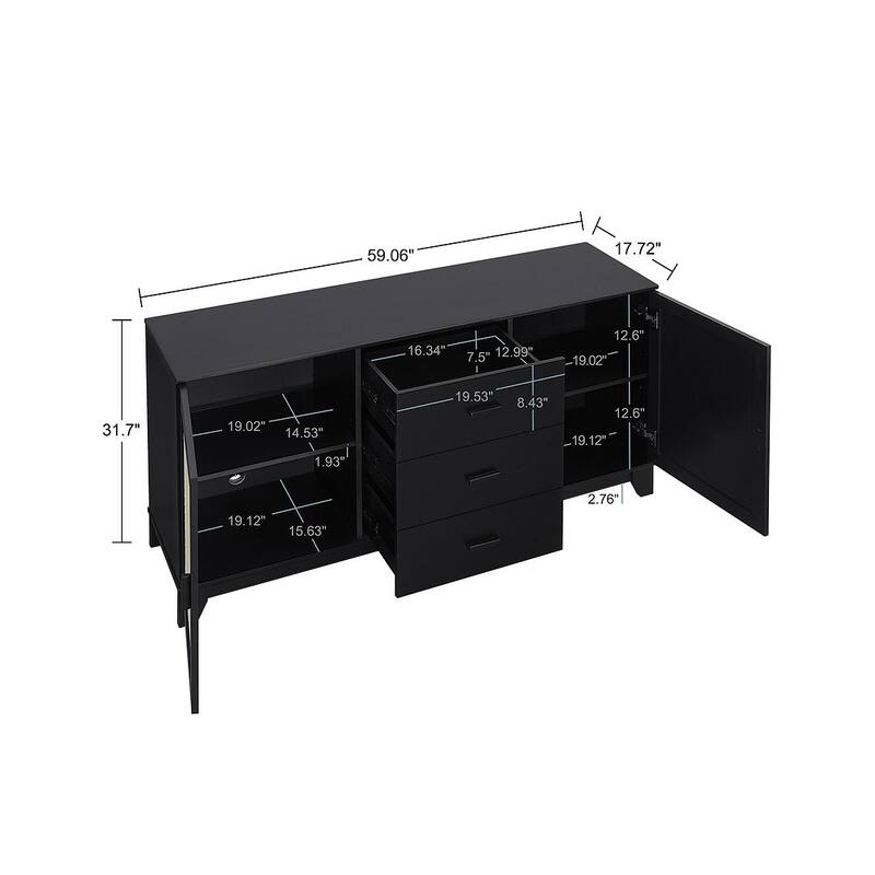 Manhattan Comfort Sheridan Modern Cane 4-Piece Living Room Table Set