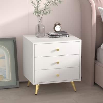 21.2'' Tall End Table Sofa Coffee Nightstand in White Metal Leg