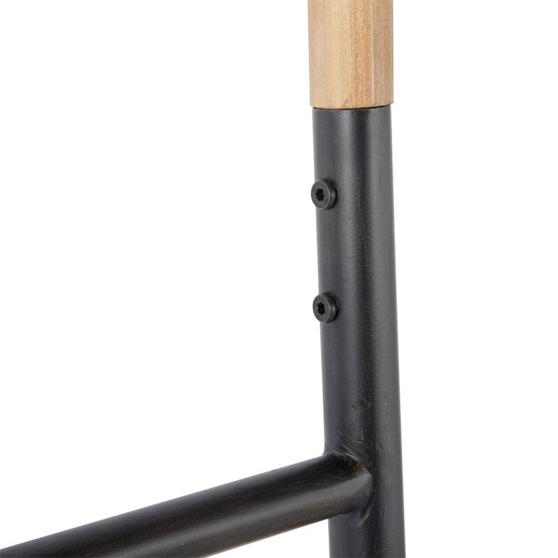 Brown Wood Slim Two-Toned 12 Rug Ladder with Black Metal Bases (Set of 2)