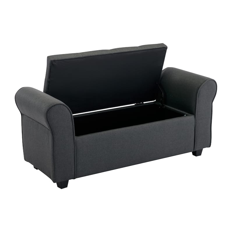 Porthos Home Tufted Fabric Flip Top Storage Bench with Arms