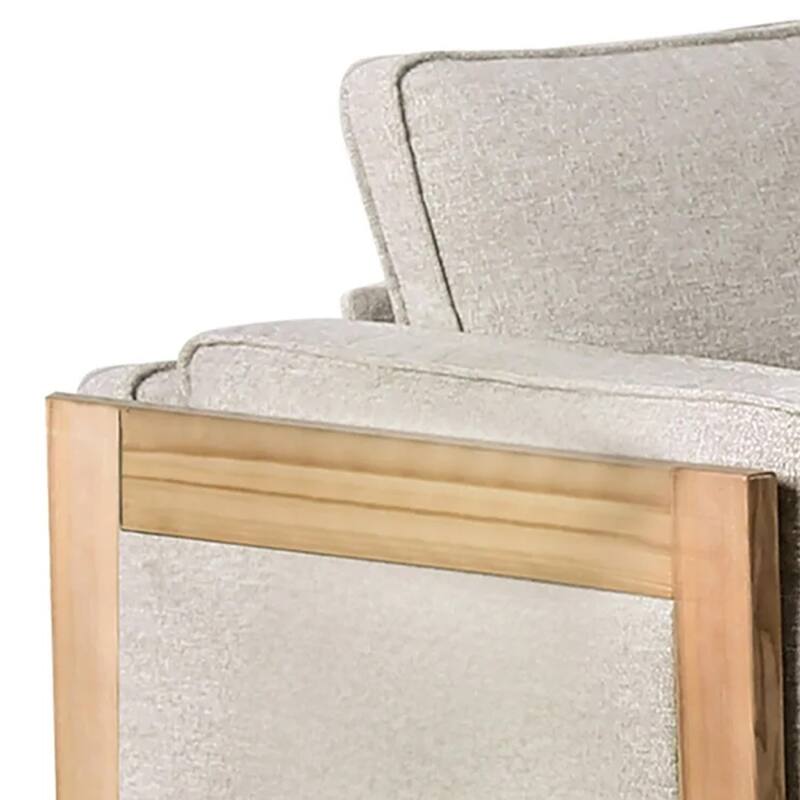 Denu Loveseat, Light Brown Fabric Padded, Welt Trim Details, 70 Inch