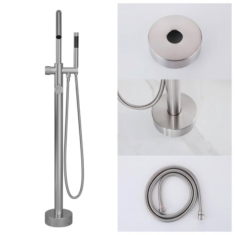 Modland 46''H Outdoor Shower System 316 Stainless Steel Thermostatic Freestanding Poolside Faucet with Swivel Spout - 46'' H