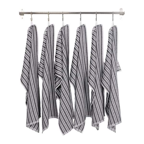 Ripple Terry Kitchen Towel - 16 x 28" - Set Of 6 - Black
