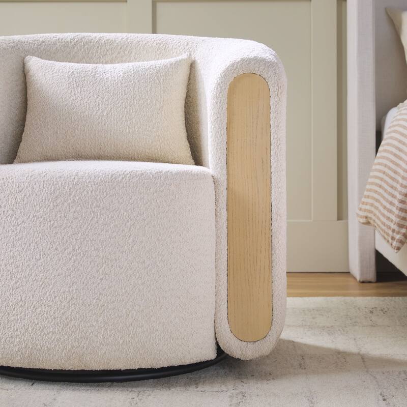 Modern Upholstered Swivel Barrel Accent Chair